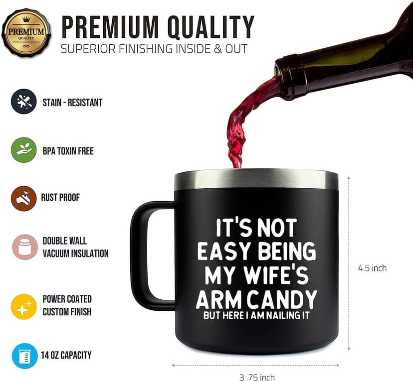 14Oz Funny Husband Mug (Black) - Husband Gifts from Wife - Unique Birthday Gift