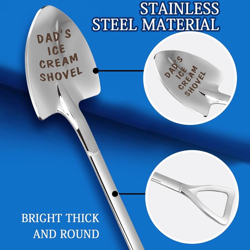 Gifts For Dad Men from Daughter Stocking Stuffers for men dad Ice Cream Spoon Scoop for Ice Cream Lovers, Christmas Gifts Funny Engraved Stainless Steel Shovel