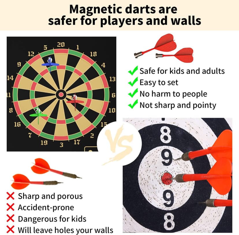 Mixi Magnetic Dart Board Outdoor Game for Kids with 12 Darts, Best Toys Gifts for Teenage Boys Girls Age 5 6 7 8 9 10 11 12 13 14 15 16 Years