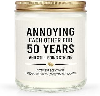 Niyewsor 50th Wedding Anniversary Couple Gifts, 50th Anniversary Candle Gifts for Couple, Parents, Husband, Wife, Him, Her, Friends, Golden Wedding Keepsake, Handmade, 7oz