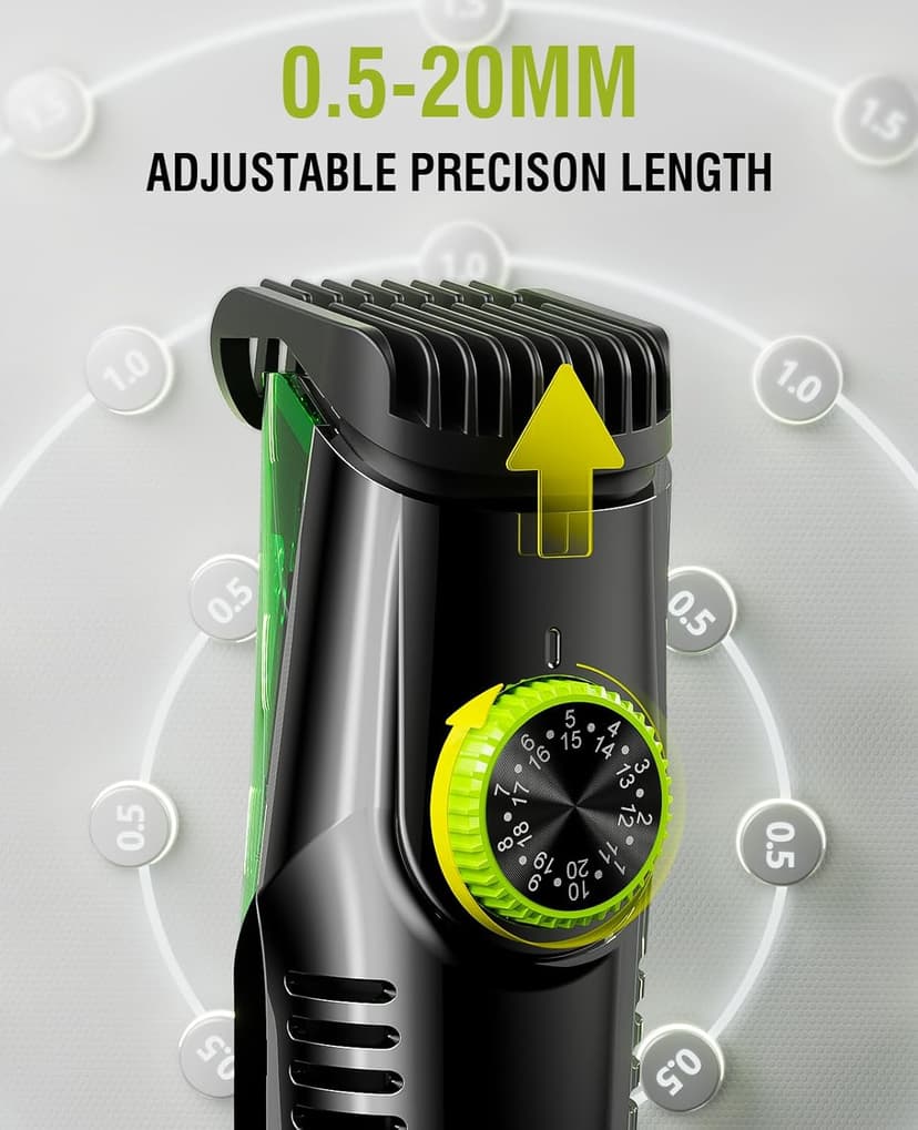 SHPAVVER Beard Trimmer for Men: Vacuum Mustache Trimmer for Less Mess -IPX7 Waterproof- Rechargeable Electric Beard Cutting Kit with Adjustable Length Comb-Built-in Vacuum for Sideburns/Stubble