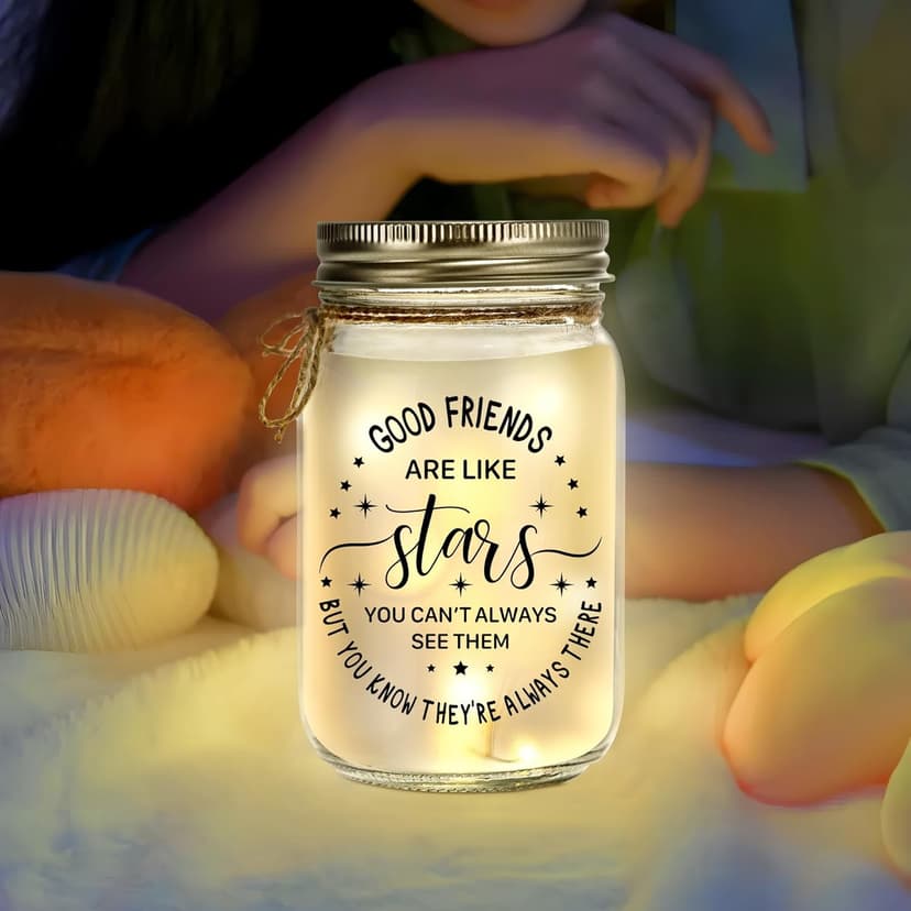 Kenon Mason Jar Night Light for Bestie, Birthday Day Gifts for Women, Home Decoration Lights, Personalized Mason Jar Mothers Day Christmas Gifts for Best Friends Sister