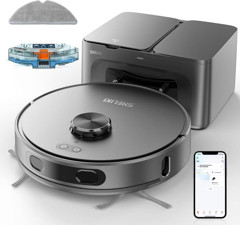 Robot Vacuum and Mop, 3-in-1 Robotic Vacuum Cleaner with 70-Day Self-Emptying Base, 360° LiDAR Navigation, Smart Mapping & Auto-Return, 6000Pa Strong Suction for Pet Hair, Carpets & Hard Floors