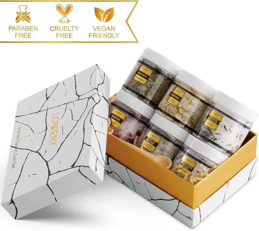 Christmas Gifts for Women Who Have Everything, Epsom Bath Salts Gift Basket Set, Relaxing Self Care Salt W/Essential Oil, Gifts for Mom, Lavender, Eucalyptus, Lemon, Coconut, Tea Tree, Honey Almond