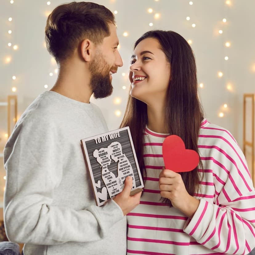 Mothers Day To My Wife Plaque | Valentines Romantic Gifts for Wife from Husband, Rustic Love Sign for Wife's Birthday, Wedding Anniversary, Christmas & Just Because