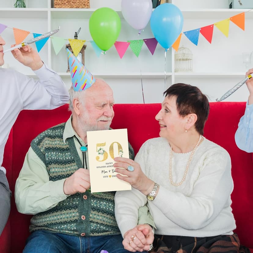 50th Anniversary Card for Mom & Dad,Happy Golden Anniversary Card Gift for parents,8x5.3 Inches,Quick-Dry,Eco-Friendly