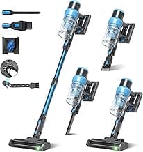 Cordless Vacuum Cleaner, 45kPa 60Min Vacuum Cleaners For Home, Powerful Stick Vacuum Rechargeable With Green Light, Anti tangle Wall Mount, 8 in 1 Lightweight Vacuum For Hardwood Floor Pet Hair Carpet