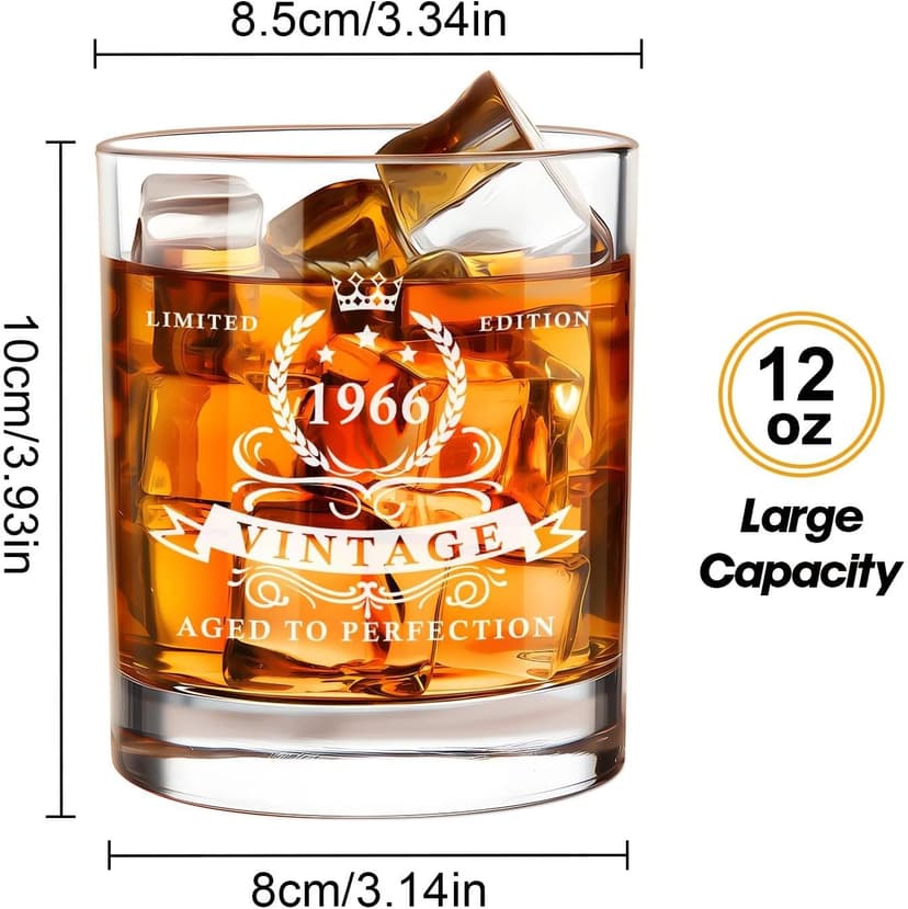 LIGHTEN LIFE 80th Birthday Gifts for Men 12 oz,1945 Whiskey Glass in Valued Wooden Box,Birthday Bourbon Glass for 80 Years Old Dad,Husband,Friend,80th Bday Gift Ideas