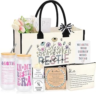 Best Friend Bestie Birthday Gifts for Women, Friendship Gifts for Best Friend Woman, Christmas Mothers Day Valentines Bestie Ideas Presents Basket Set of 6