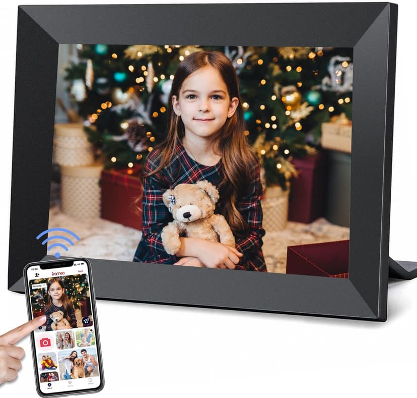 Frameo 10.1 Inch WiFi Digital Picture Frame with 1280 * 800P IPS Touch Screen HD Disply,Video Clips and Slide Show,Auto-Rotate, Wall Mountable,Send Photos Instantly from Anywhere with via Frameo APP