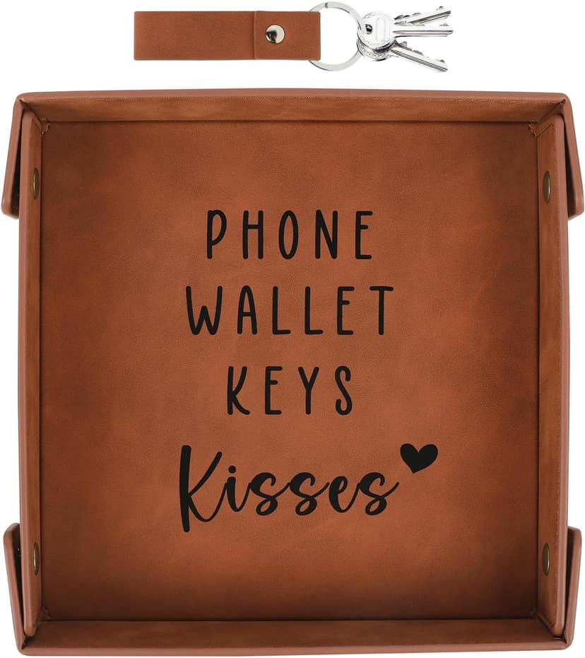 Gifts for Boyfriend, Husband, Romantic Gifts for Him, Mens Birthday Gifts Idea - Premium PU Leather Valet Tray - Best Mens Gifts for Birthday Anniversary