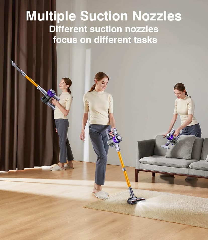 Cordless Vacuum Cleaner, 580W 50Kpa Powerful Stick Vacuum, Up to 70Mins Rechargeable Battery, Vacuum Cleaners for Home Anti-Tangled Lightweight Handheld for Hardwood Floor, Carpets, Pet Hair