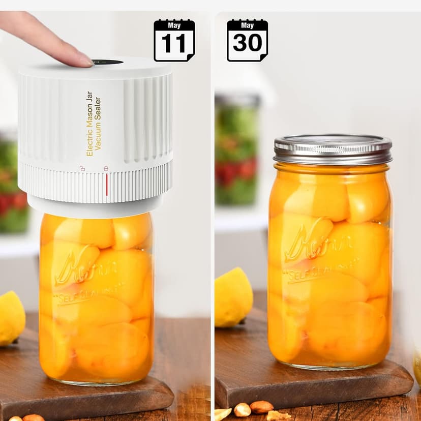 Electric Mason Jar Vacuum Sealer Kit for Wide Mouth and Regular Mouth Mason Jar - White