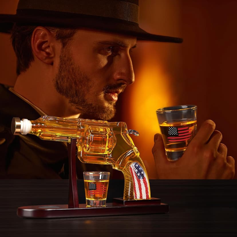 Gifts for Men Dad, Unique Christmas Anniversary Birthday Gift for Him Husband, 9 Oz Whiskey Decanter Set with 2 Oz Shot Glasses, Cool Persinalized Presents liquor dispenser for Home Bar