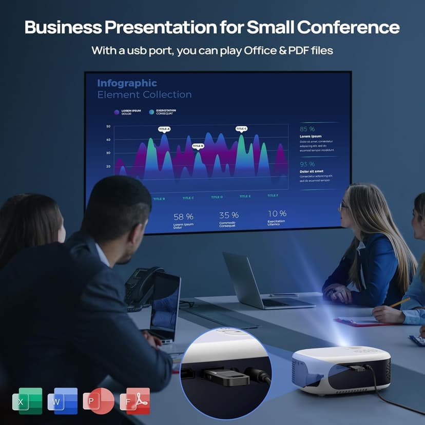 Projector with WiFi and Bluetooth, 1080P Full HD Portable Projector, 4K Supported Outdoor Projector, Lag-free 5G WIFI 6, Compatible with iPhone, Android, PC, TV Stick, PS5, Xbox