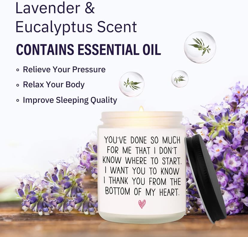 BAUBLEDAZZ Thank You Gifts for Women, Thank You Candle- Handmade Lavender Natural Soy Wax Candle (7oz)- Appreciation Gifts for Friends, Coworker, Men, Hostess