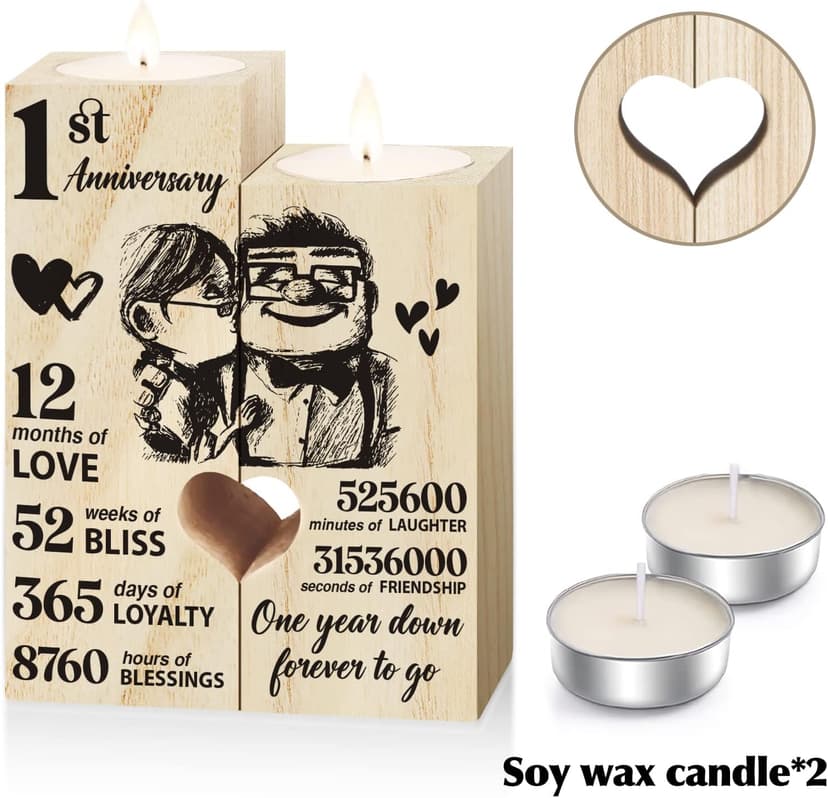 1st Anniversary Wedding Gifts for Wife, Couples Gifts Candlestick,1st 1 Year Wedding Anniversary Birthday Gifts for Wife from Husband,Wedding Anniversary Presents for Girlfriend,One Year for Her