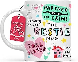Gossby Bestie Coffee Mug - Best Friend Gift For Women - Friendship Gift for Female Friend - Friendship Gifts For Women Birthday - Gifts For Close Female Friends - 11oz White Ceramic Cup