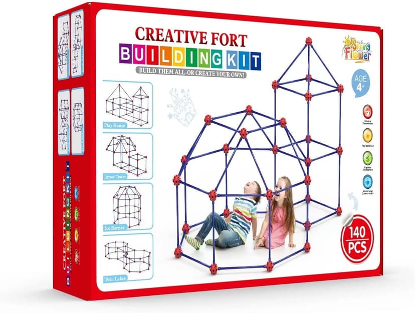 Fort Building Kit for Kids,STEM Construction Toys, Christmas & Birthday Gift for 4 5 6 7 8 9 10 11 12 Years Old Boys and Girls,Ultimate Creative Set for Indoor & Outdoors Activity,140 Pcs,Original
