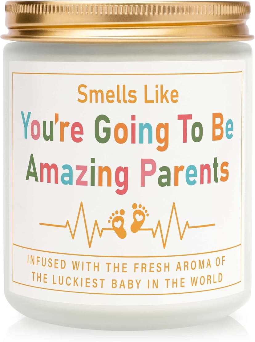 AceThrills Gender Reveal Gifts, New Parents Gift for Couples, Pregnancy Gifts for First Time New Mom Dad Gift - 7 Oz Lavender Scented Candle