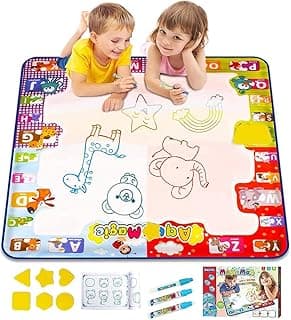 KIZZYEA Toys for 2 3 4 5 Years Old Boys Girls, Water Doodle Mat for Kids, Large Coloring Painting Writing Mat with Neon Colors, Educational Toys Christmas Birthday Gifts for Age 2-4, 3-5 Toddlers