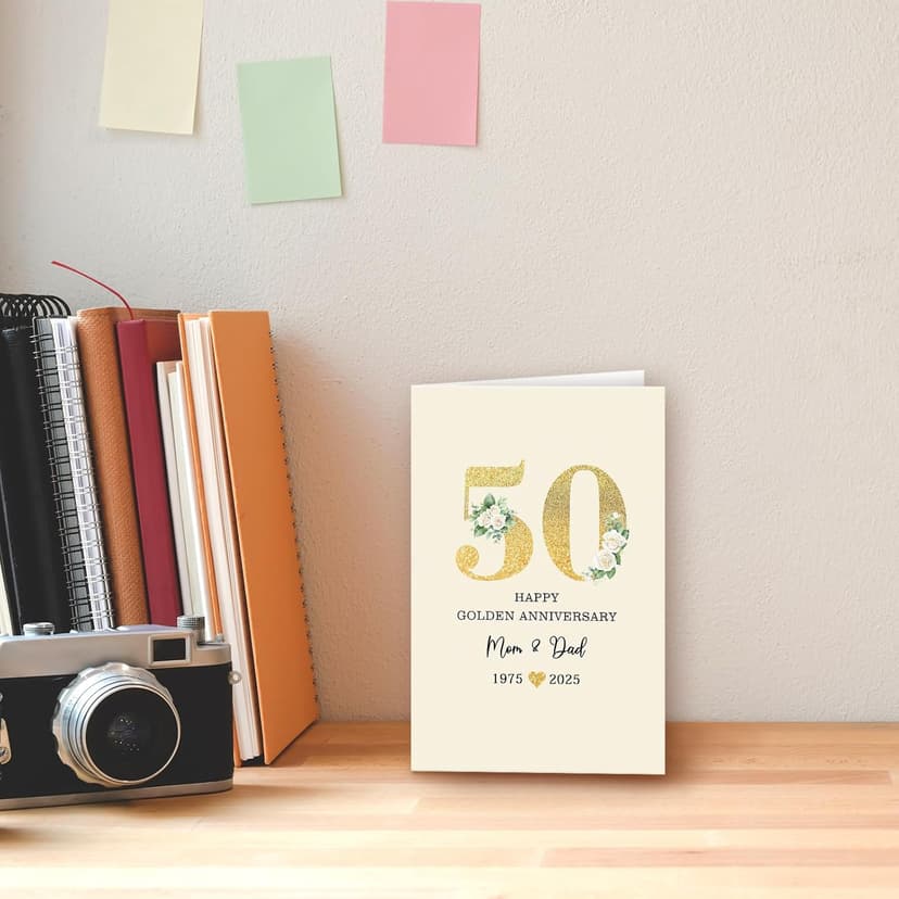 50th Anniversary Card for Mom & Dad,Happy Golden Anniversary Card Gift for parents,8x5.3 Inches,Quick-Dry,Eco-Friendly