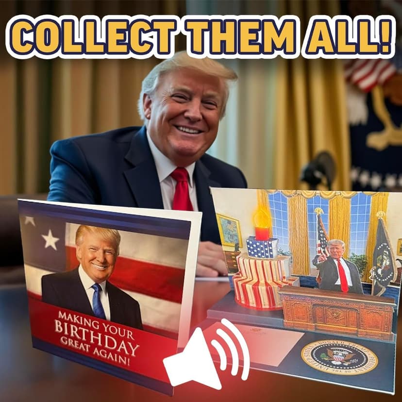 OUR FRIENDLY FOREST Talking Trump Birthday Card with Authentic Voice - Presidential Theme Birthday Greeting for Men & Women (Red)