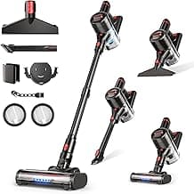 Cordless Vacuum Cleaner, 450W/40Kpa Stick Vacuum with Powerful Suction, 50Min Vacuum Cleaner for Home, Anti-tangle and 1L Dust Cup, 8 in 1 Lightweight Vacuum for Hardwood Floor Carpet Pet Hair