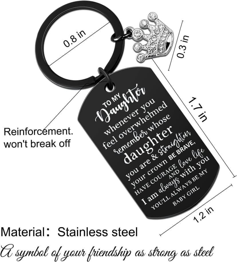 Daughter Gifts From Mom Dad To My Badass Daughter Keychain Valentines Day Gifts for Daughters Birthday Gift For Step Daughters Her From Mother Father Mothers Day