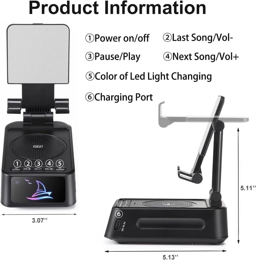 Gifts for Men Women, Cell Phone Stand with Bluetooth Speaker Led Light, Unique Gifts for Dad Him Husband Boyfriend, Cool Gadget Compatible with iPhone/Android, Ideal Gifts for Christmas