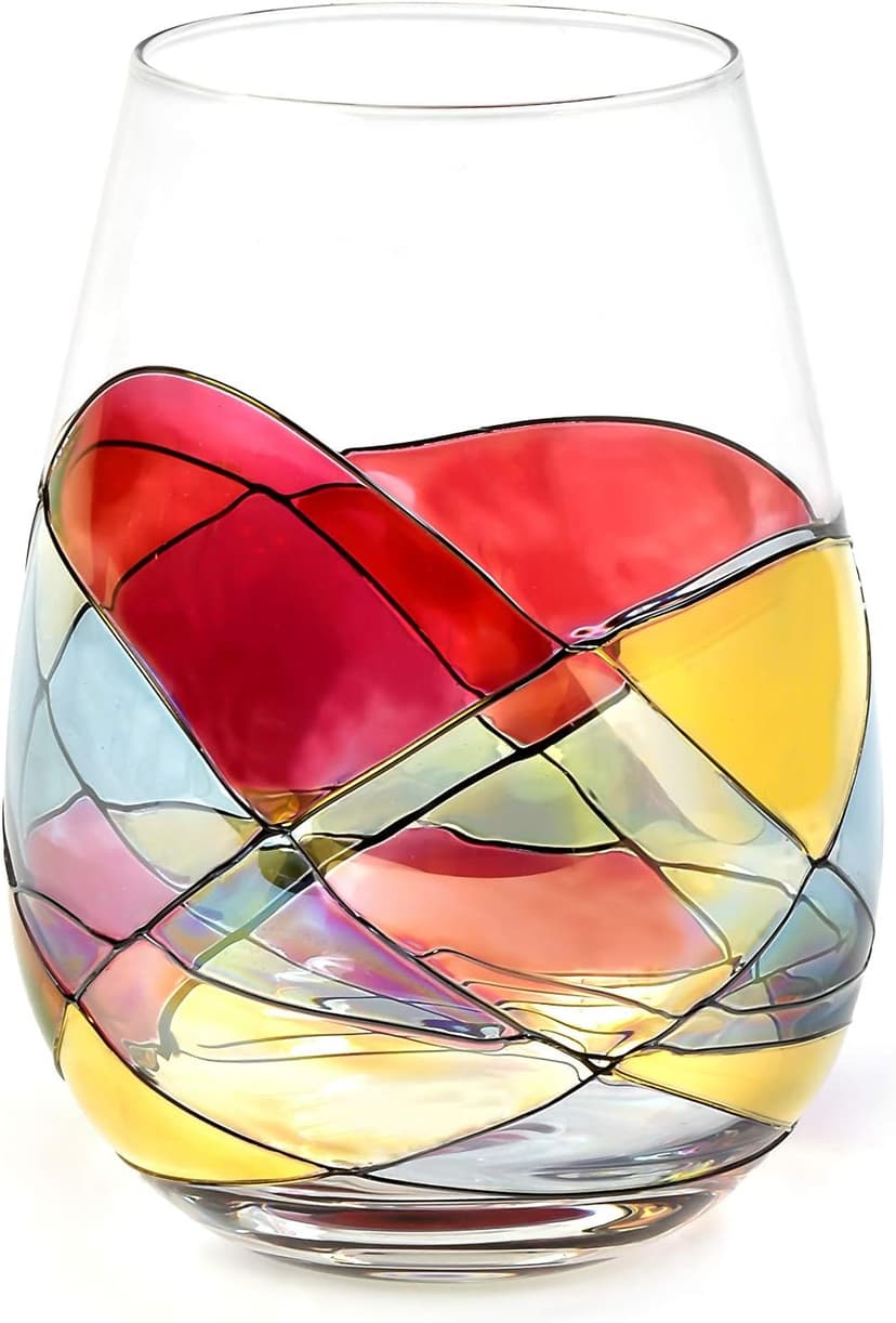 Sagrada Barcelona Stemless Wine Glasses – Hand‑Painted Set of 1 Unique Wine Gift for Wedding, Anniversary, Housewarming & Christmas Ideal for Women & Men