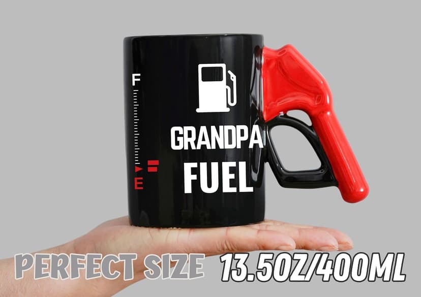 Onebttl Grandpa Gifts, Grandpa Fuel Color Changing Coffee Mug with Fueling Nozzle Handle, Gifts for Grandpa, 13.5oz/400ml Funny Ceramic Mug for Christmas, Father's Day