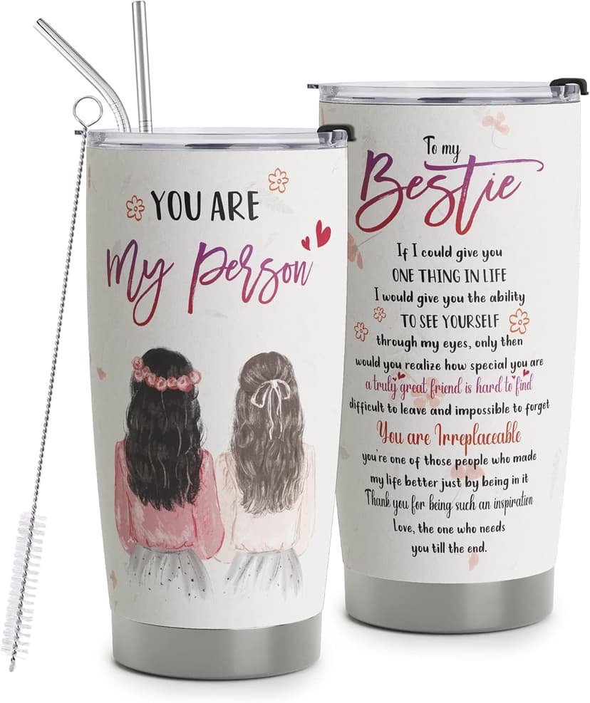 Best Friend Tumblers - You Are My Person 20oz - Perfect Gifts for Best Friends, Friendship Gifts