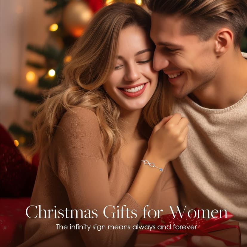 CDE Infinity Heart Birthstone Charm Link Bracelet for Women 925 Sterling Silver Adjustable Mother's Day Christmas Day Gift Anniversary Birthday Jewelry for Wife Girlfriend Her