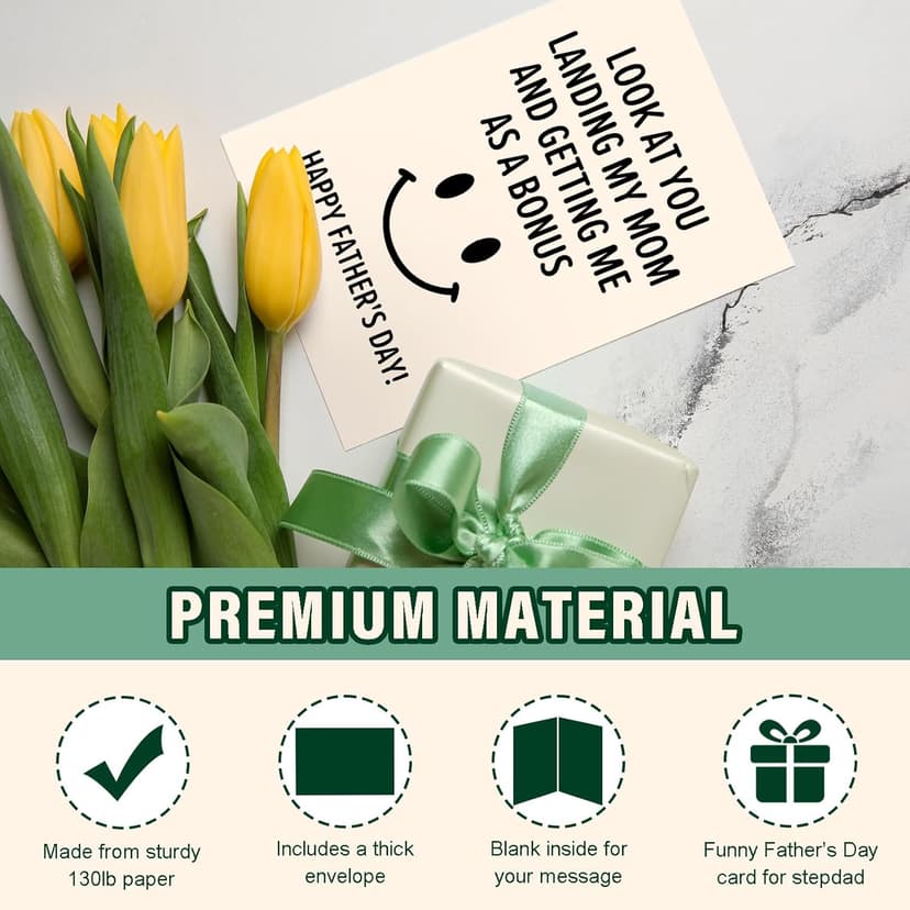 Step Dad Father's Day Gifts, Funny Fathers Day Card from Step Daughter Son Kids, Best Gag Gifts for Stepdad Bonus Dad Who Wants Nothing, Personalized Presents for Dads Father In Law Daddy Gift Ideas