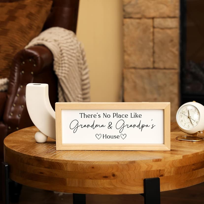Yousoontic Grandparents Gift from Grandkids There's No Place Like Grandma & Grandpa's House Wooden Sign Farmhouse Home Decor for Father's Day Birthday Xmas Thanksgiving Gift(Light Brown,11.8 Inch)