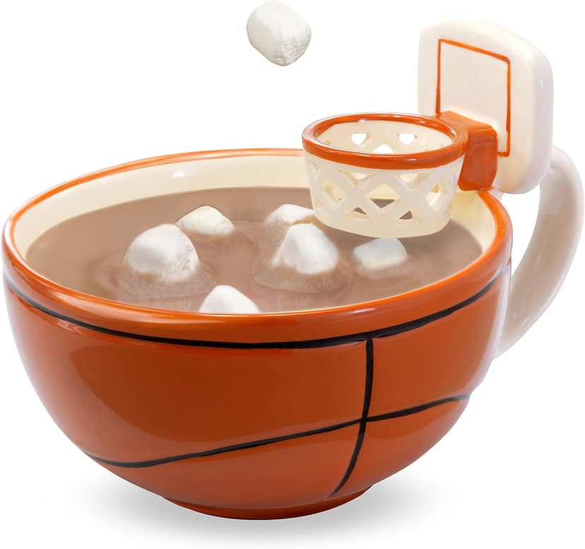 MAX'IS Creations The Mug with a Hoop Basketball Mugs Novelty Coffee Mugs Hot Chocolate Mug Coach Sports Basketball Gifts for Boys 8-12 Accessories Stuff, Funny Christmas Gifts for Kids Family, 16oz