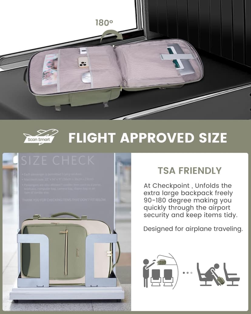 LOVEVOOK 40L Travel Backpack for Women & Men, Airline Approved Carry On Luggage with 3 Packing Cubes, TSA Overnight Bags, Waterproof Personal Item Bag, Weekender Essentials Backpacks fits 17" Laptop