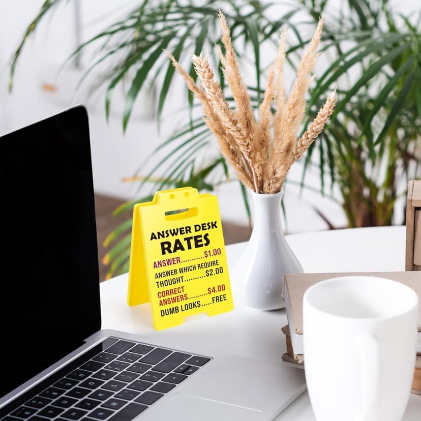 MBL Funny Office Decor Accessories - Answer Desk Rates, Gag Fun Cubicle Decoration Plaque Sign Gifts for Women Men Coworker Teammate Teacher Employee Bosses Appreciation Boss Day White Elephant