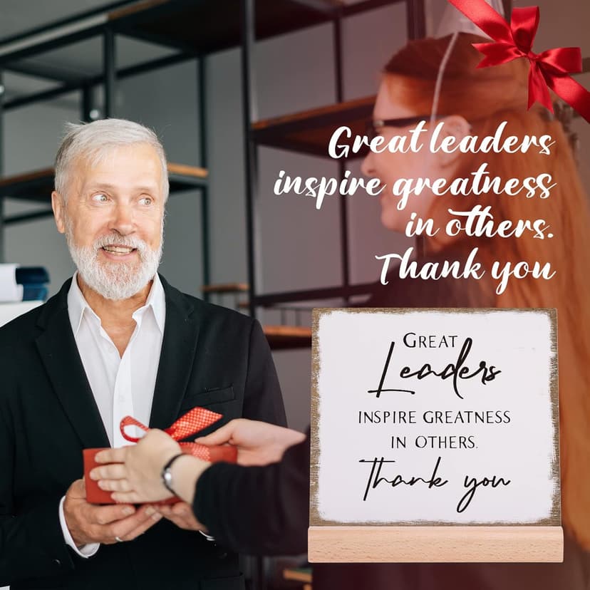 Afterprints Boss Gifts for Men Women, Thank You Acrylic Plaque, Appreciation Gifts for Boss Great Leaders Supervisor on Christmas, Retirement, Leaving, Leaders Signs with Wooden Stand