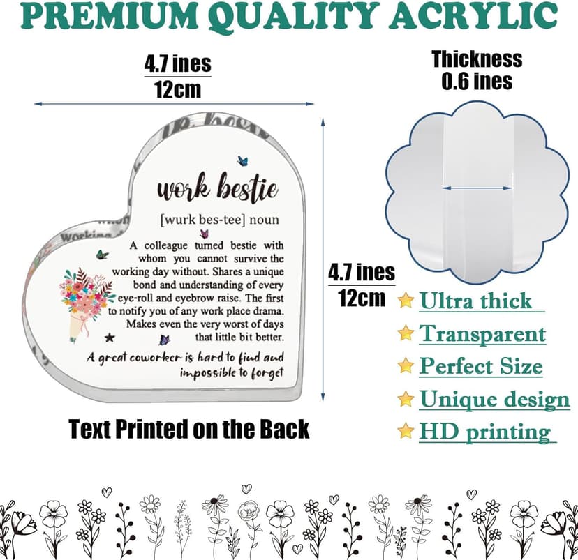 Work Bestie Christmas Gifts for Women Coworker Friends, From Coworkers to Friends Gift for Birthday Retirement Farewell Thanksgiving Day Mothers Day, Funny Work Bestie Definition Signs for Favorite Friend At Work