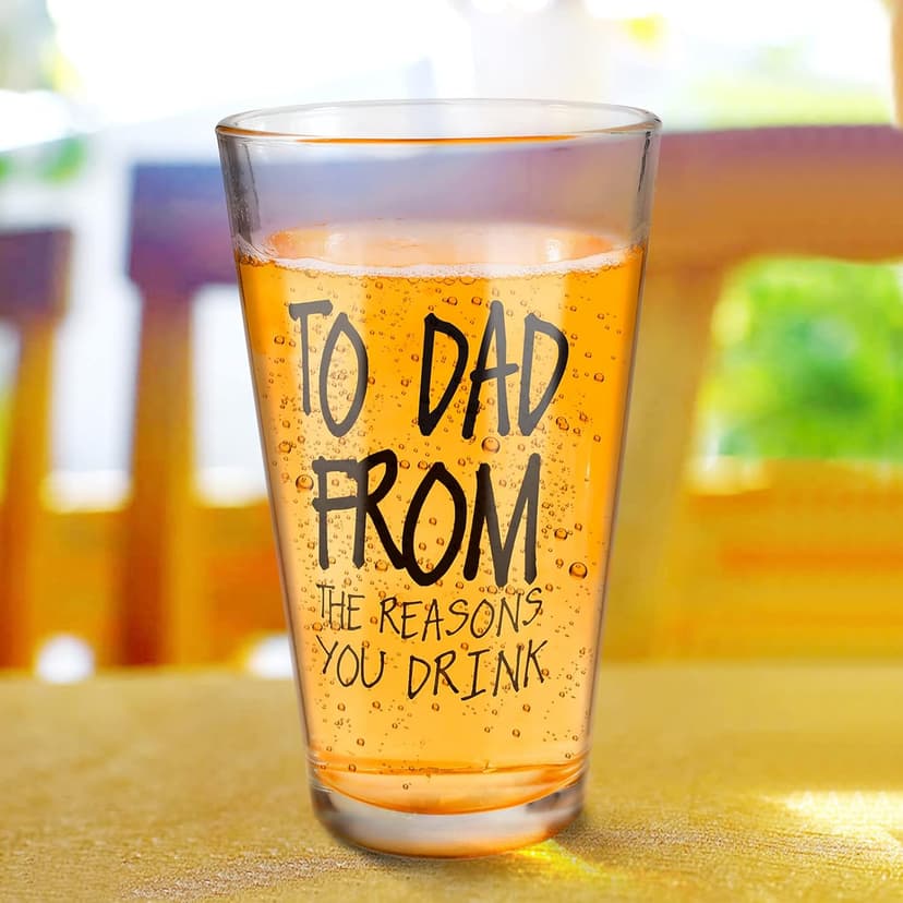 Gifts for Dad,16 OZ Funny Beer Glass Stocking Stuffers for Men,Fathers Day Dad Gifts from Daughter Son Wife,Birthday Anniversary Retirement Valentines Day Presents for Him Husband