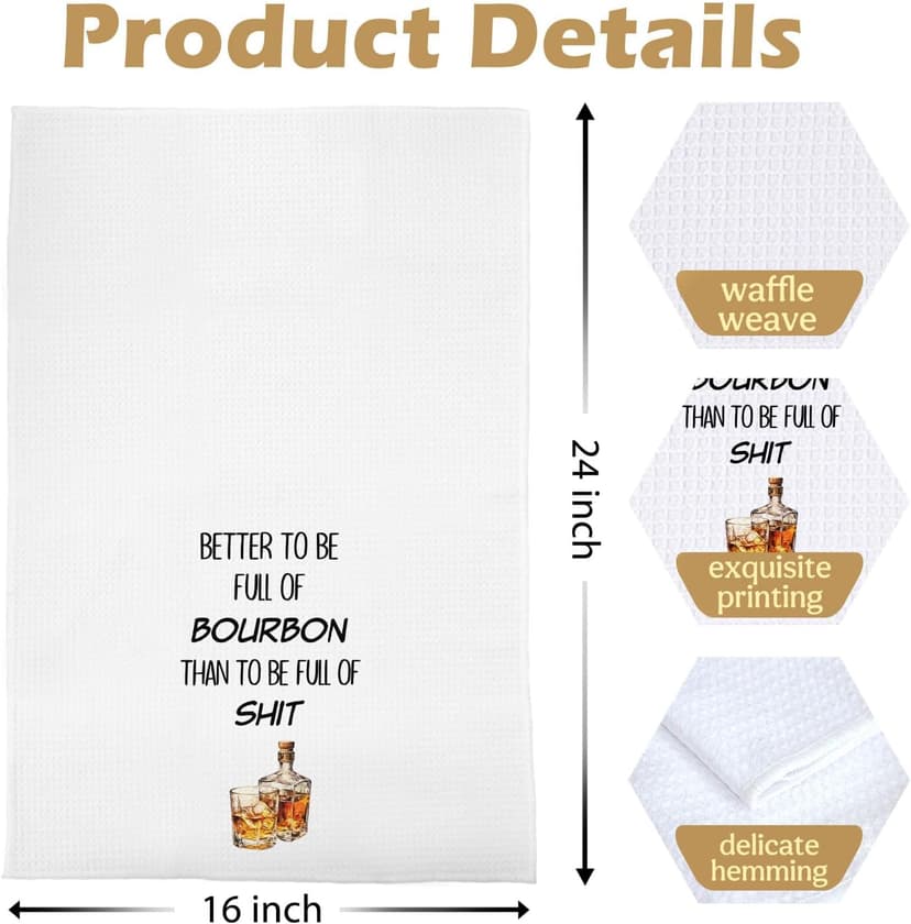 Funny Whiskey Kitchen Towels 16x24 Inch, Bourbon Gifts for Men Women Decorative Hand Towels, Alcohol Lovers Gifts Dish Tea Bar Towel for Kitchen Bar Cart Decor