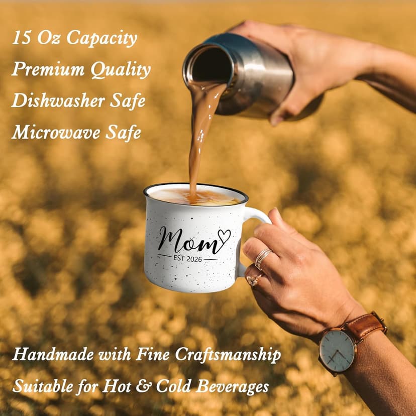 Maustic Mom and Dad Mugs, New Parents Gifts for Couples, New Mom and Dad Est 2026 Gifts for Expecting First Time Parents, 15 Oz