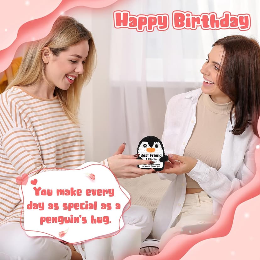 Best Friend Friendship Gifts for Women Birthday Christmas, Handmade Crochet Penguin Present for Best Friend, Funny for Birthday Christmas, Women Girl Friend Gifts Emotional