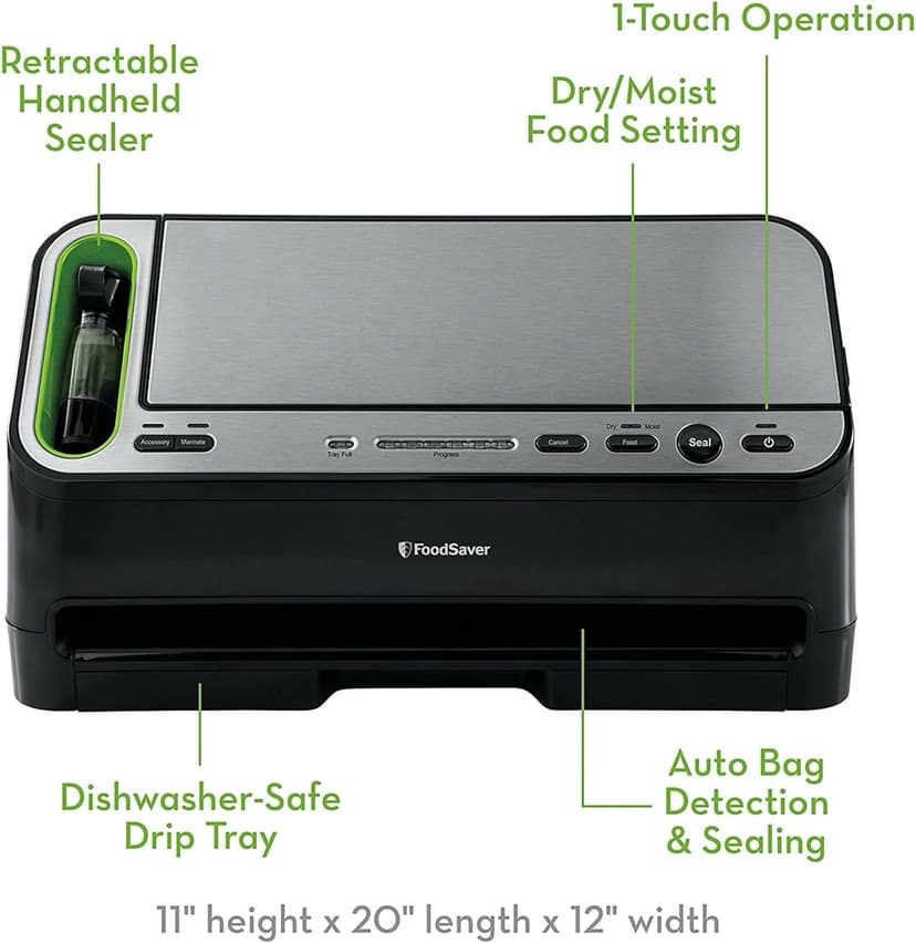 FoodSaver V4400 2-in-1 Vacuum Sealer Machine with Automatic Vacuum Sealer Bag Detection and Starter Kit