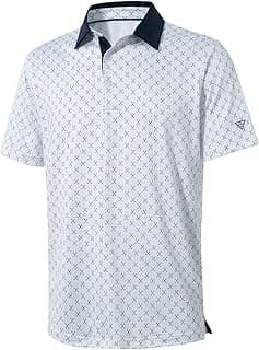 Golf Shirts for Men Dry Fit Short Sleeve Print Performance Moisture Wicking Polo Shirt