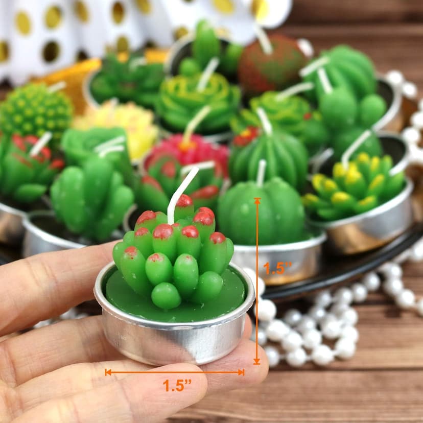 GIFTEXPRESS 18 Pcs Succulent Cactus Candles No Repeat Style, Delicate Smokeless Scented Tealight Candles for Home Décor, SPA, Wedding, Valentine's Day, Birthday Gift, Anniversary Celebration