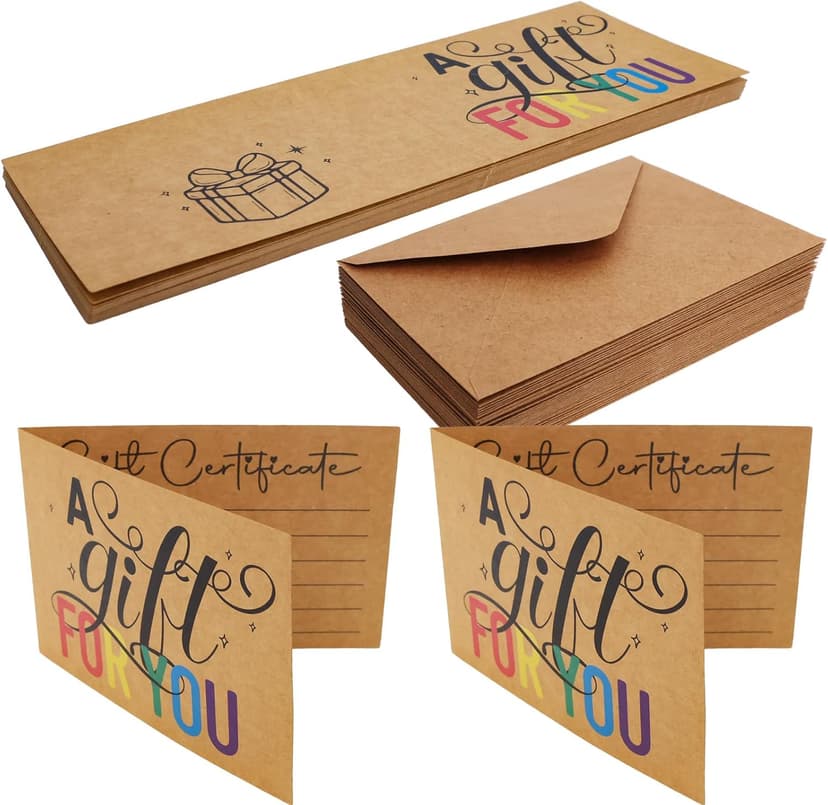 Ceiba Tree Blank Gift Certificates for Business 30Pcs Kraft Certificate Cards with Envelopes for Salon Restaurants Spa Birthday