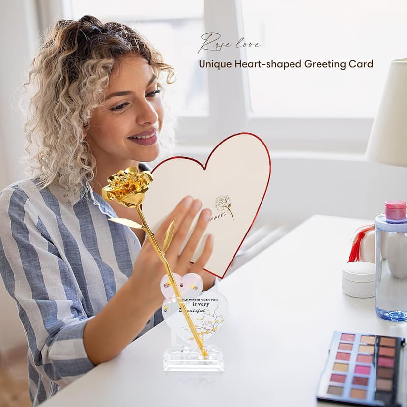 Gold Dipped Rose Real 24K Gold Rose, Genuine One of a Kind Rose Hand Dipped in 24K Golden Roses Romantic Gifts for Women in Her Birthday Anniversary Day Mothers Day